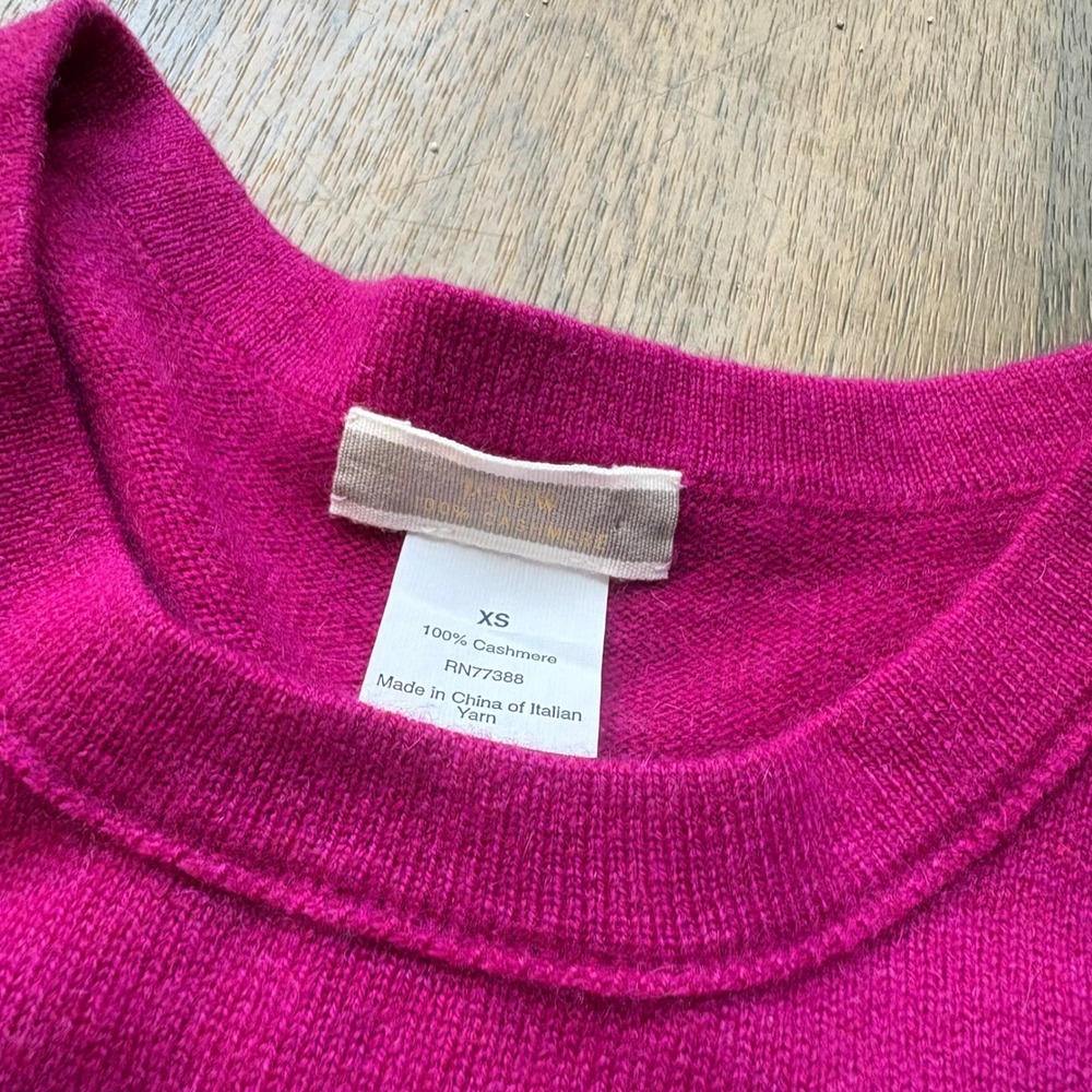 J. Crew Womens Prep Bright Purple Rolled Hem 100% Cashmere Short Sleeve Sweater - Picture 3 of 6